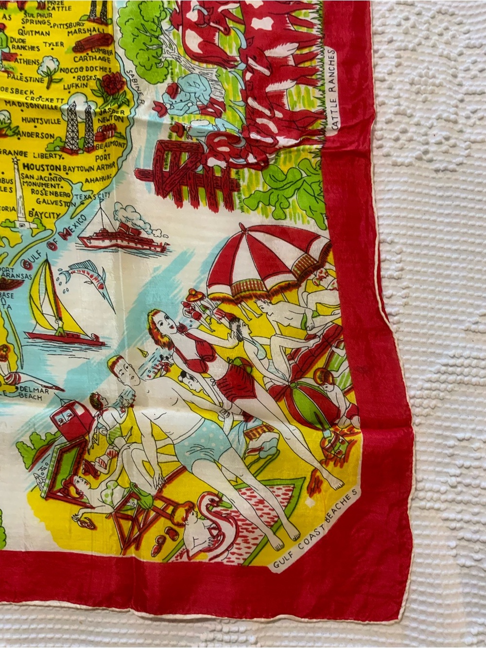 Vintage Texas scarf 1950’s beautiful detail All major tourist sights. - Picture 2 of 15